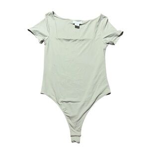 House of Harlow 1960 Square Neck Cream Bodysuit Size XS Layering Basics Minimal